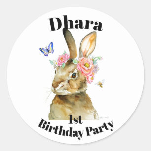 Personalised Round Stickers - Miss Hare