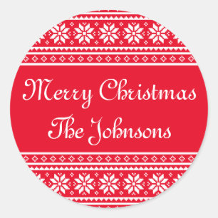 Personalised round UGLY CHRISTMAS SWEATER stickers