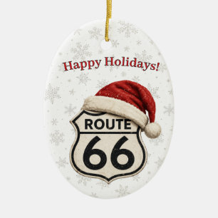 Personalised Route 66 Family Christmas Tradition Ceramic Ornament