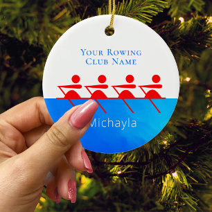 Personalised Rowing Club Crew Christmas Ceramic Ornament