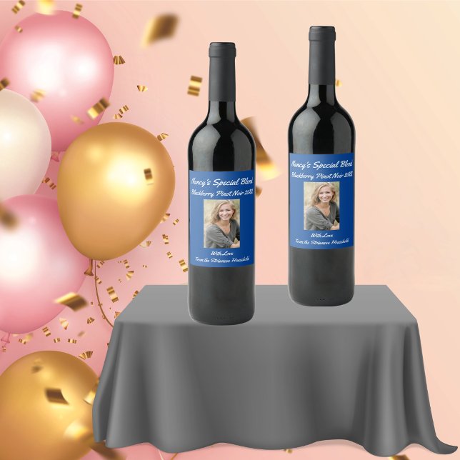 Personalised Royal Blue Friend Party Wine Label (Personalized Wine Labels do any occasion
)