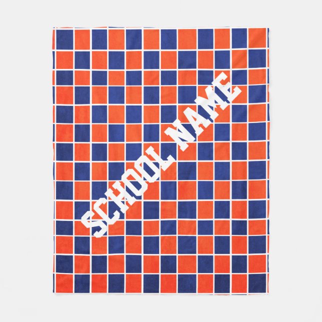 Personalised Royal Blue & Orange Chequered Blanket (Front)