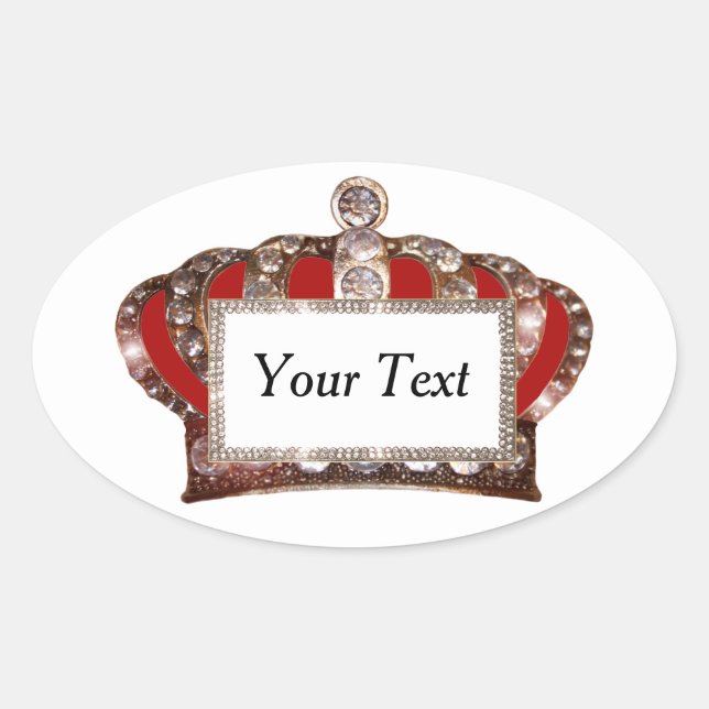 Personalised “Royal Crown” Oval Sticker (Front)