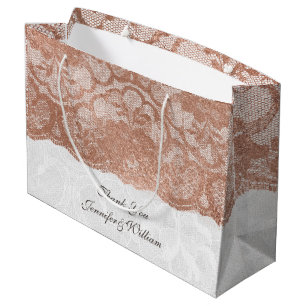 Personalised Royal Wedding Blush Pink Gold Lace Large Gift Bag