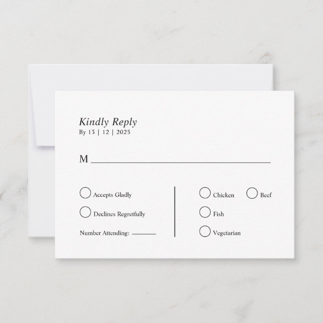 Personalised  RSVP card (Front)