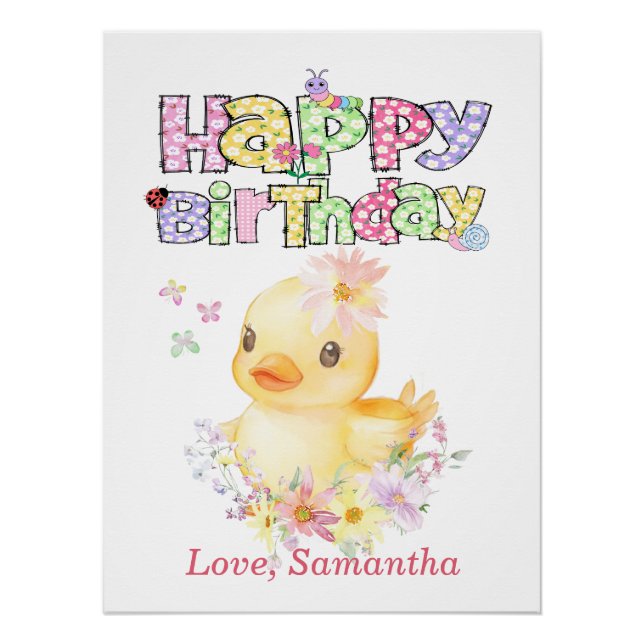 Personalised Rubber Duck First Birthday Poster (Front)