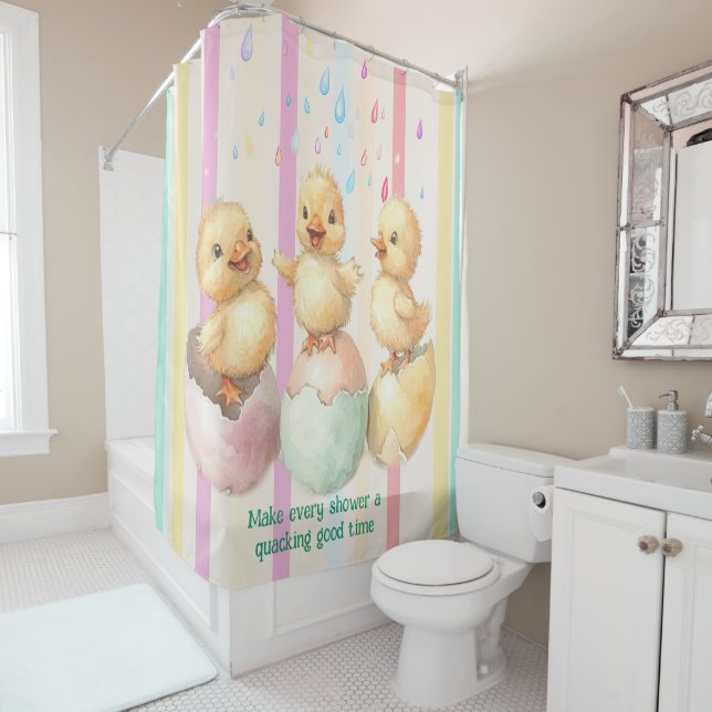 Personalised Rubber Duckie  Waterproof  Shower Curtain (In Situ)