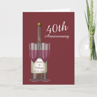 Personalised Ruby 40th Wedding Anniversary Card