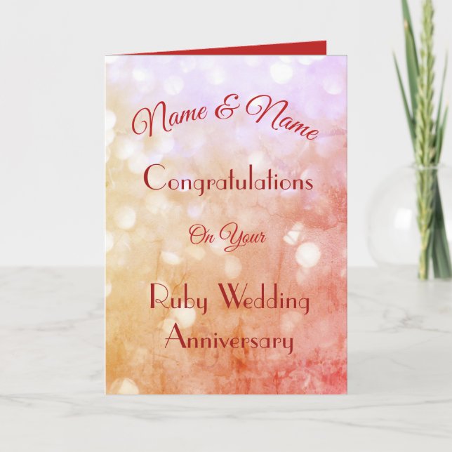 Personalised Ruby Anniversary Greeting Card. Card (Front)