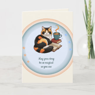 Personalised Ruby Cat Magical Folded Greeting Card