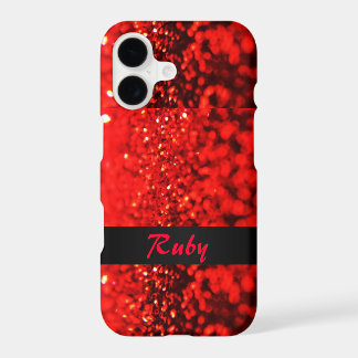 Personalised Ruby Red Glitter iPhone 7 Plus Case
