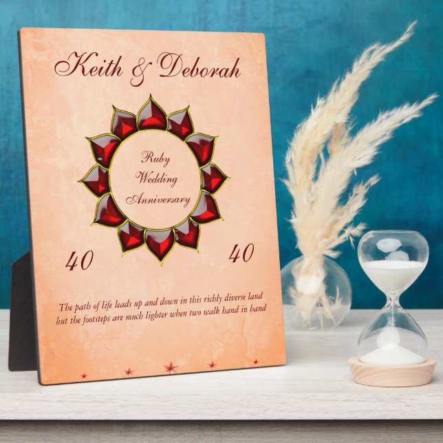 Personalised Ruby Wedding Anniversary  Plaque (Side)