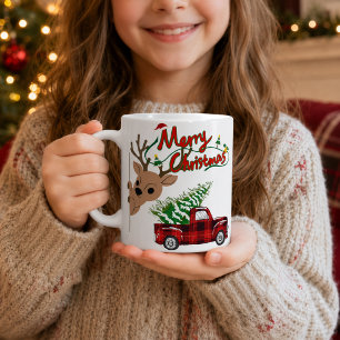 Personalised Rudolph Merry Christmas Vintage Truck Coffee Mug