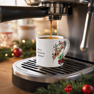 Personalised Rudolph Merry Christmas Vintage Truck Espresso Cup