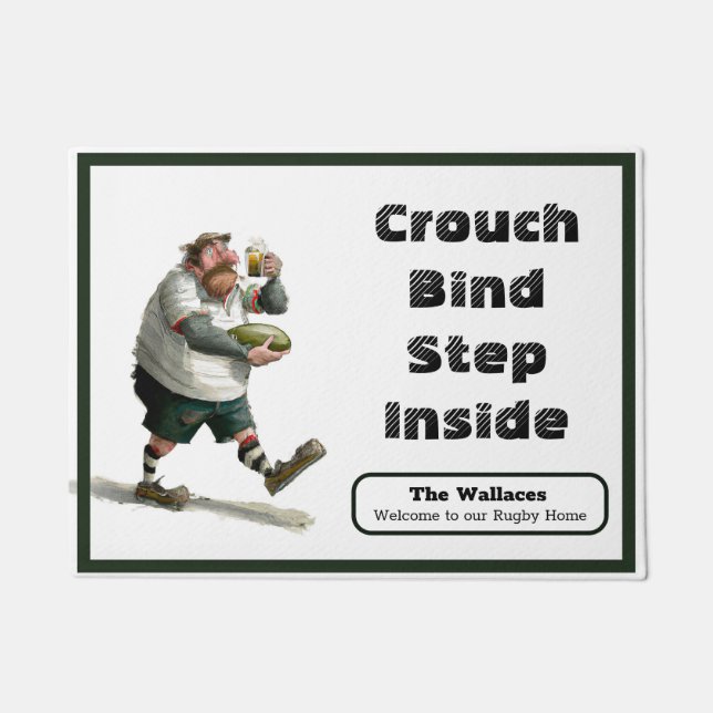  Personalised Rugby Enthusiast's Door Mat (Front)