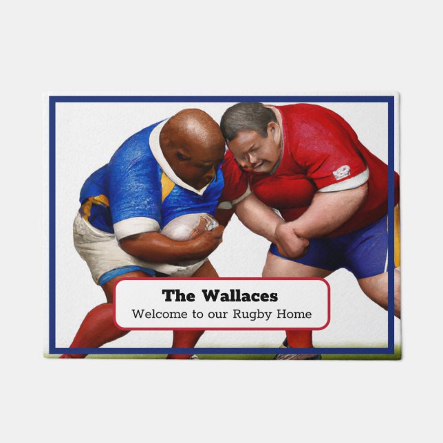  Personalised Rugby Enthusiast's Door Mat (Front)
