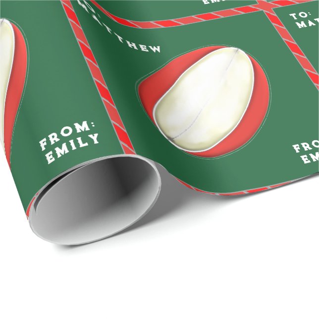 Personalised Rugby Holiday Gift Wrapping Paper (Roll Corner)