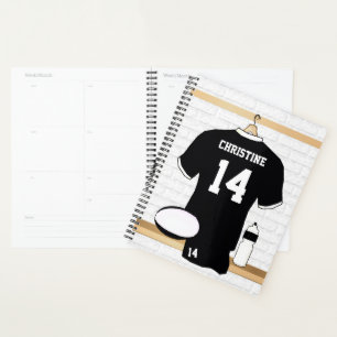 Personalised Rugby Jersey Black and White Planner