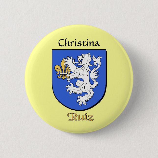 Personalised Ruiz Historical Shield 6 Cm Round Badge (Front)