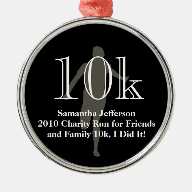 Personalised Runner 10k Cross-Country Keepsake Metal Ornament (Front)