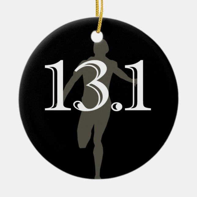 Personalised Runner 13.1 Half Marathon Keepsake Ceramic Ornament (Front)