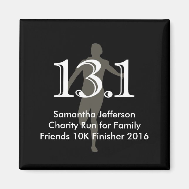 Personalised Runner 13.1 Half Marathon Keepsake Magnet (Front)
