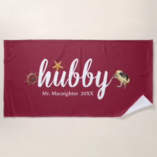 Personalised Russet with Ocean Creatures Beach Towel