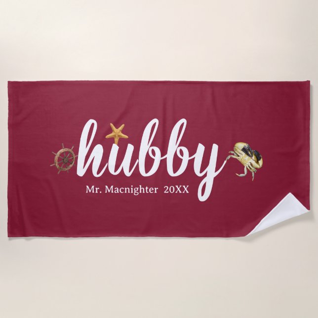 Personalised Russet with Ocean Creatures  Beach Towel (Front)
