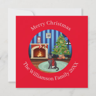 Personalised Russian Blue Kitty Cat Holiday Card