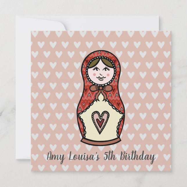 Personalised Russian Doll Matryoska Invitation (Front)