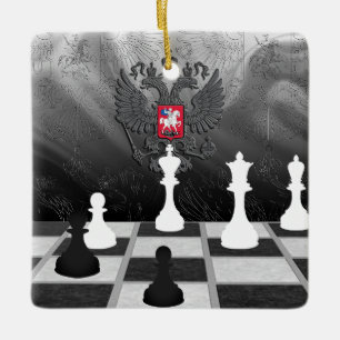 Personalised Russian Flag Chess Board and Pieces Ceramic Ornament