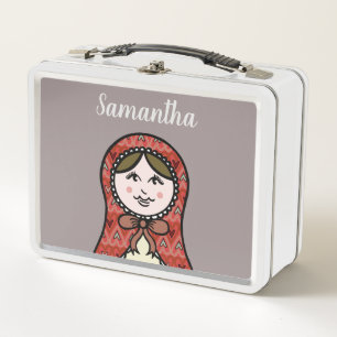 Personalised Russian Nesting Doll Matryoska Metal Lunch Box