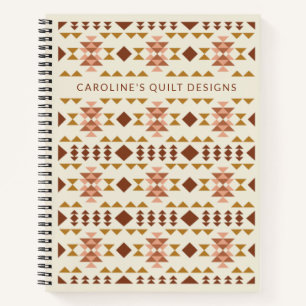 Personalised Rust Brown Quilt Design Graph Paper Notebook
