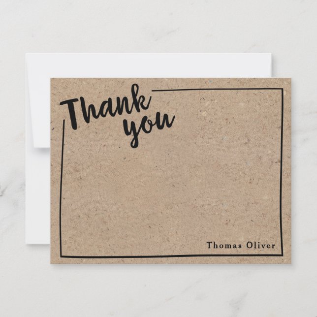 Personalised Rustci Thank You Note, Black Script (Front)