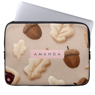 Personalised Rustic Acorn & Oak Leaf Pattern  Laptop Sleeve