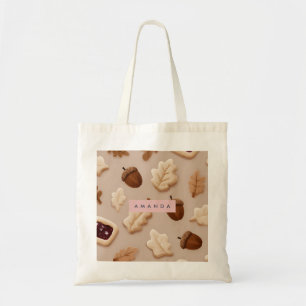 Personalised Rustic Acorn & Oak Leaf Pattern  Tote Bag