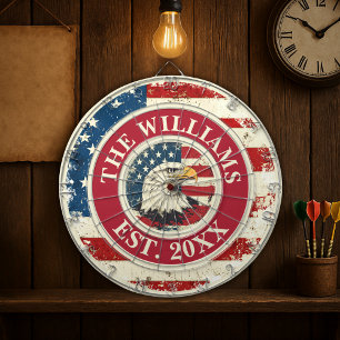 Personalised Rustic American Flag Patriotic Eagle Dartboard