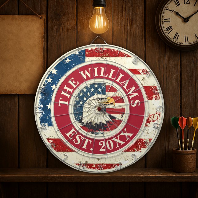 Personalised Rustic American Flag Patriotic Eagle Dartboard (Personalized Rustic American Flag Patriotic Eagle Dart Board
)