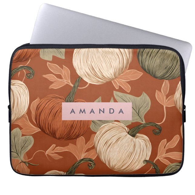 Personalised Rustic Autumn Pumpkin Harvest  Laptop Sleeve (Front)