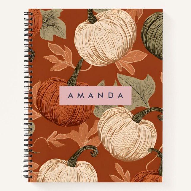 Personalised Rustic Autumn Pumpkin Harvest  Notebook (Front)