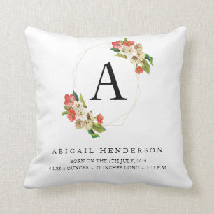 Personalised Rustic Baby Birth Stats Pillow