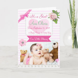 Personalised Rustic Baby  Photo Birth Announcement