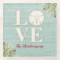 Personalised Rustic Beach Sand Dollar Square