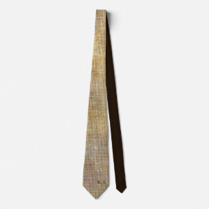 Personalised Rustic Beige Gold Linen Texture Tie
