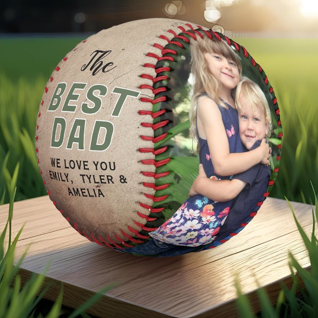 Personalised Rustic Best Dad Photo Father’s Day Baseball (Creator Uploaded)