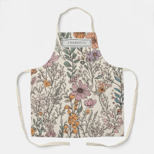 Personalised Rustic Boho Flowers Terracotta Apron