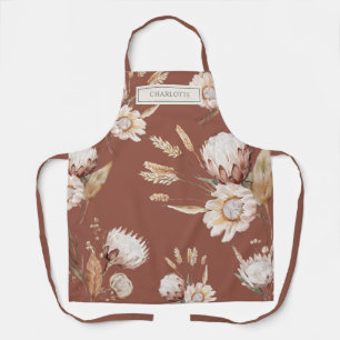 Personalised Rustic Boho Flowers Terracotta Apron