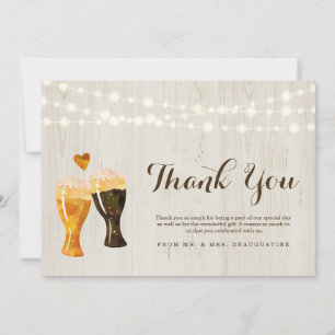 Personalised Rustic Brewery Beer Wedding Thank You Card