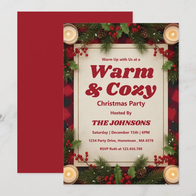Personalised Rustic Cabin Christmas Party Invitation (Front/Back)