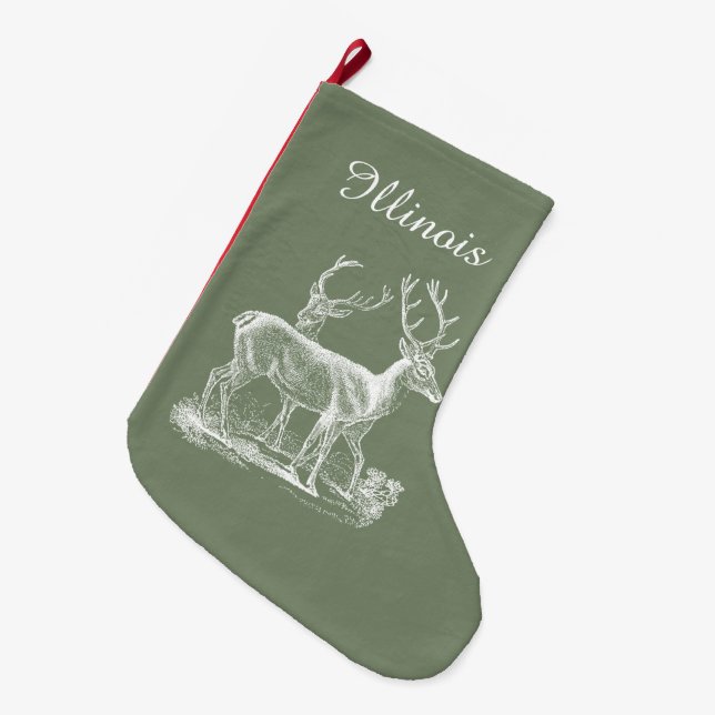 Personalised Rustic Camouflage Green Christmas Large Christmas Stocking (Front (Hanging))